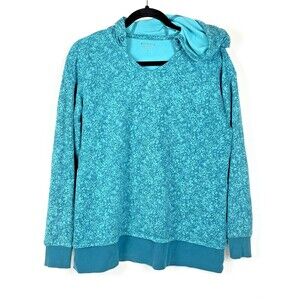Athleta Sundown Alliance Hoodie Teal Blue Floral Oversized - Size XS (A7)